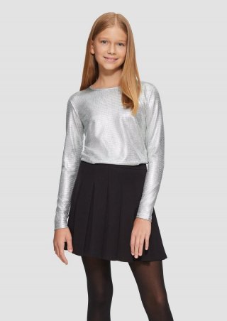 s.Oliver Langarmshirt in Metallic-Optik - silber