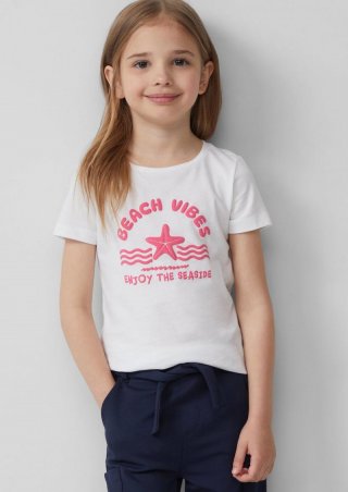 s.Oliver Baumwoll-T-Shirt mit Print - weiß
