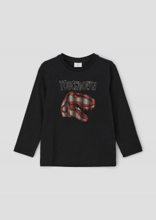 s.Oliver Longsleeve mit Dino-Motiv - schwarz