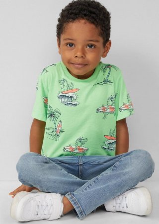 s.Oliver Baumwoll-T-Shirt mit All-over-Print - hellgrün