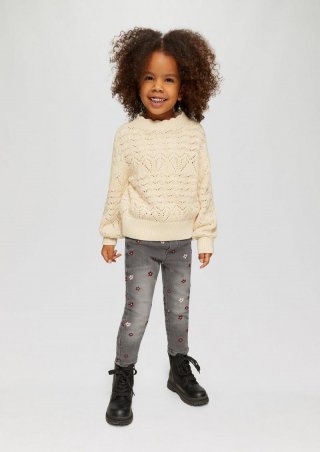 s.Oliver Jeans Treggings / Skinny Fit / Mid Rise / Skinny Leg / mit Blumen-Stickerei - schiefergrau