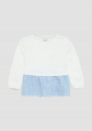 s.Oliver Weiches Baumwoll-Longsleeve mit Volantdetail - weiß