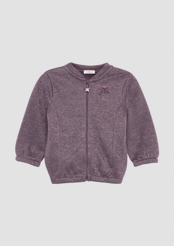s.Oliver Glitzernde Sweatjacke mit Sternchen-Reißverschluss - flieder