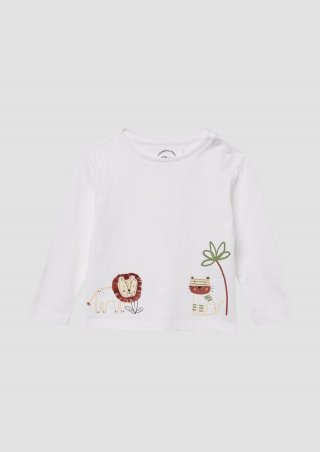 s.Oliver Longsleeve aus Baumwolle mit Artwork - weiß