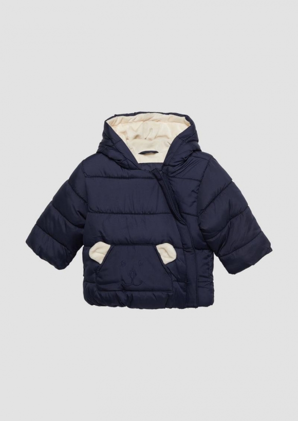 s.Oliver Wattierte Jacke mit Fleece-Futter und Bären-Motiv - navy