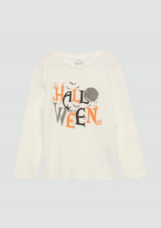 s.Oliver Unisex Longsleeve mit Halloween-Print - creme