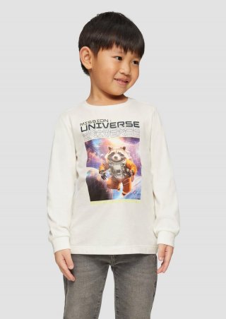 s.Oliver Langarmshirt mit Bündchen und Fotoprint - ecru