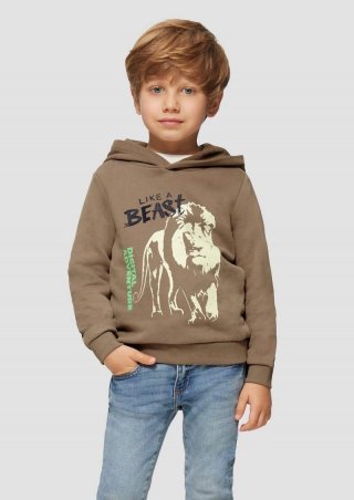 s.Oliver Wärmendes Kapuzen-Sweatshirt mit Glow-in-the-dark-Print - cognac