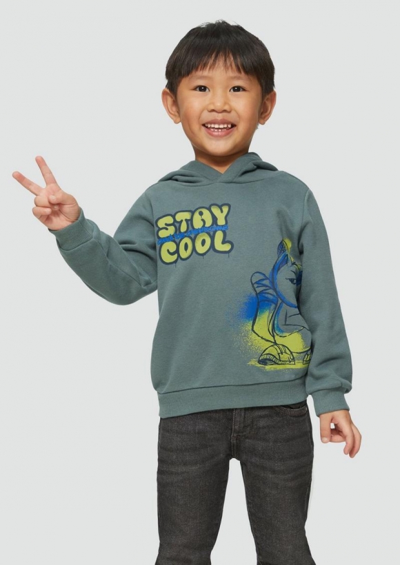 s.Oliver Wärmendes Kapuzen-Sweatshirt mit Frontprint - schiefergrau