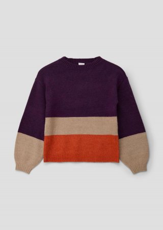 s.Oliver Strickpullover mit Colour Blocking - rostrot
