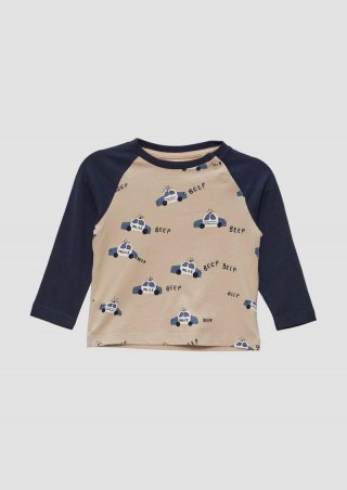 s.Oliver Langarmshirt mit Motivprint auf der Front - beige