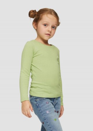 s.Oliver Langarmshirt im Slim Fit mit Ajourmuster - bambusgrün