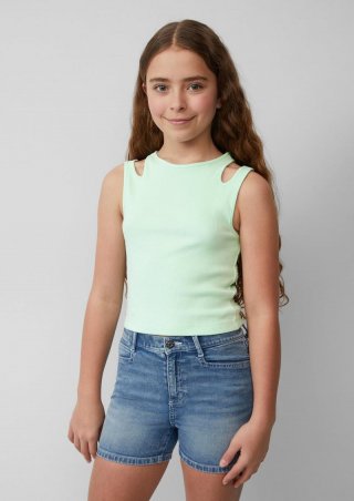 s.Oliver Verkürztes Tanktop im Slim Fit mit Cut-out-Details - ozeangrün