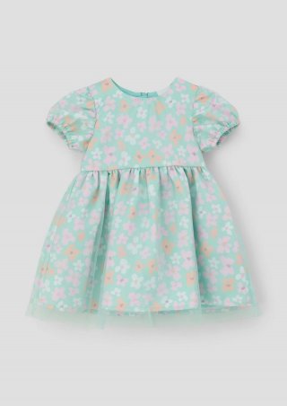 s.Oliver Rüschenkleid mit All-over-Print - helles türkis