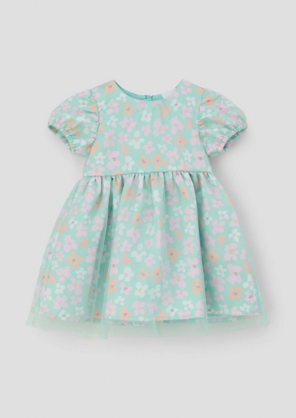 s.Oliver Rüschenkleid mit All-over-Print - helles türkis