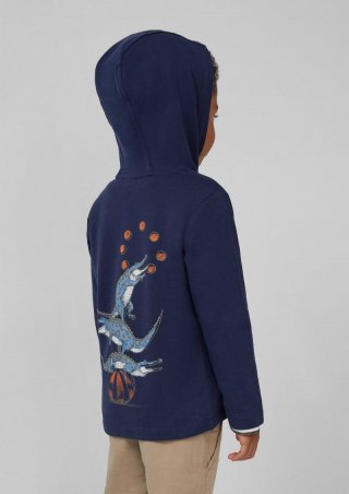 s.Oliver Langarmshirt aus leichtem Sweat mit Front- und Rückenprint - tiefblau