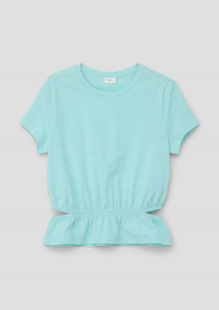 s.Oliver T-Shirt mit Flammgarn-Struktur - helles türkis