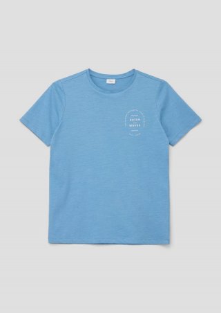 s.Oliver Baumwoll-Shirt mit Print-Detail - hellblau