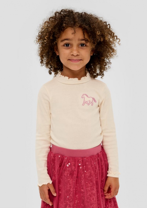 s.Oliver Longsleeve mit Rollsaum - helles sand