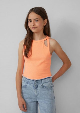s.Oliver Verkürztes Tanktop aus Rippware mit Cut-outs - orange