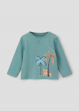 s.Oliver Longsleeve mit Frontprint - helles petrol
