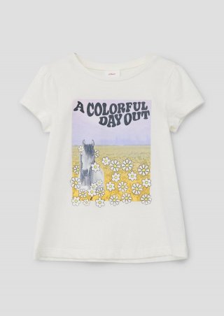 s.Oliver T-Shirt mit Fotoprint - ecru