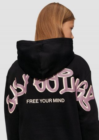 s.Oliver Wärmendes Oversized-Sweatshirt mit Rückenprint - schwarz