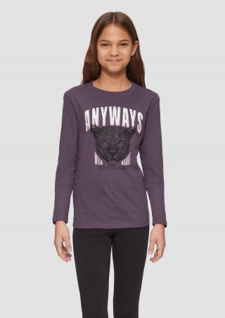 s.Oliver Langarmshirt mit Front-Print - flieder