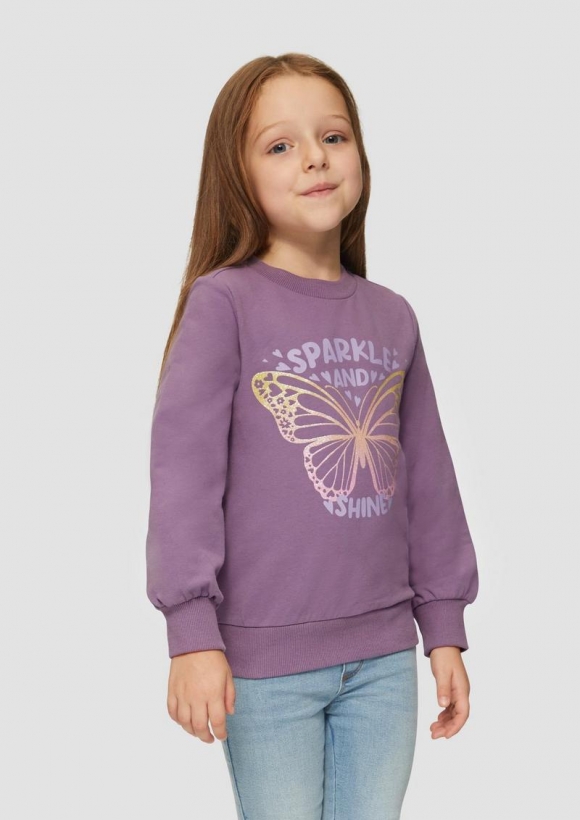 s.Oliver Sweatshirt mit Glitzerprint - flieder