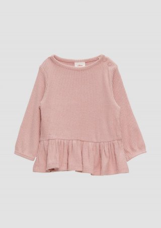 s.Oliver Angerautes Langarmshirt mit Rippstruktur - zartrosa