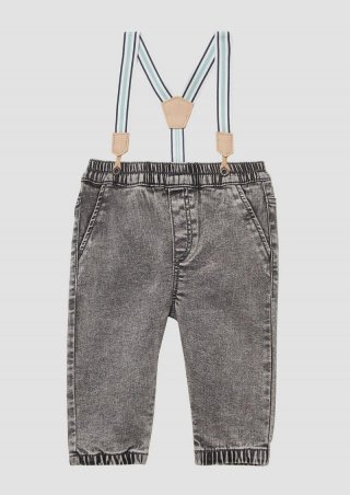 s.Oliver Jeans im Loose Fit mit abnehmbaren Hosenträgern - grau meliert