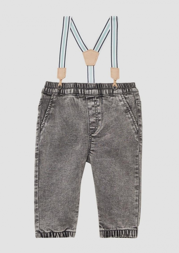 s.Oliver Jeans im Loose Fit mit abnehmbaren Hosenträgern - grau meliert