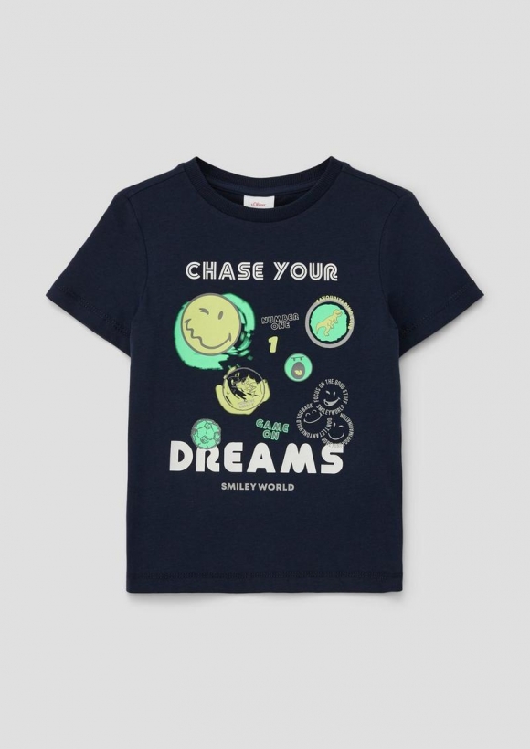 s.Oliver T-Shirt mit Smiley®-Frontprint - navy