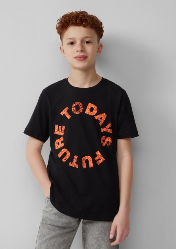s.Oliver T-Shirt mit Frontprint - schwarz