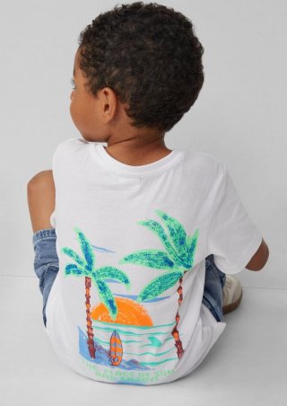 s.Oliver Baumwoll-T-Shirt mit Front- und Rückenprint - weiß