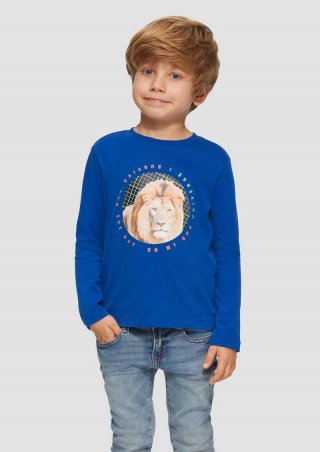 s.Oliver Langarmshirt mit Löwen-Print - royalblau