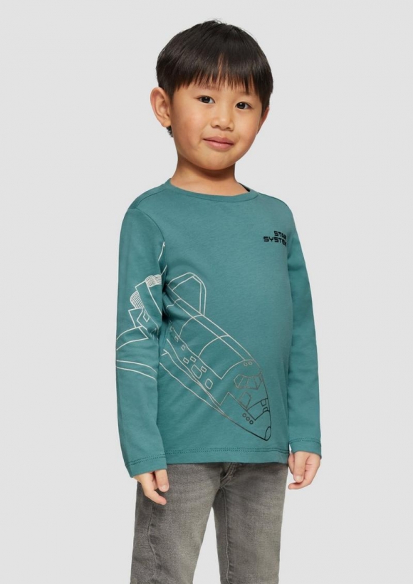 s.Oliver Langarmshirt mit Frontprint - petrol