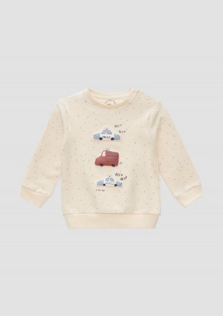 s.Oliver Sweatshirt mit All-over-Print und wattierten Applikationen - helles sand