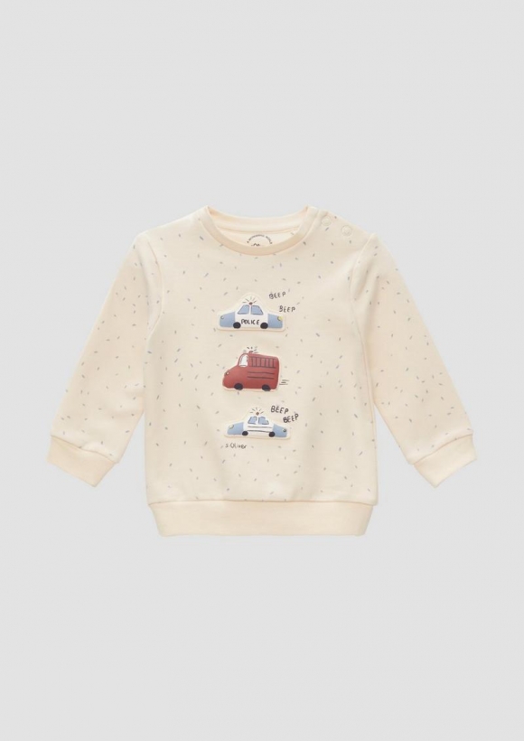 s.Oliver Sweatshirt mit All-over-Print und wattierten Applikationen - helles sand
