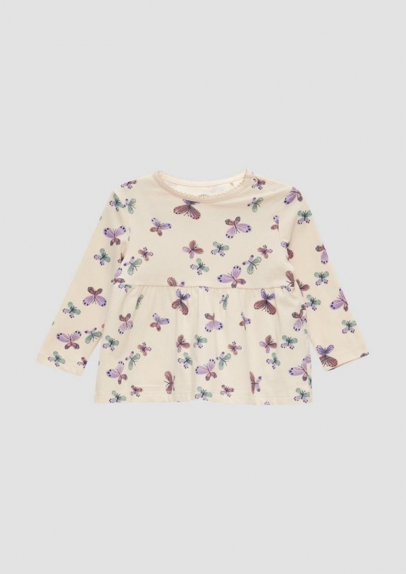s.Oliver Longsleeve mit All-over-Print - helles sand