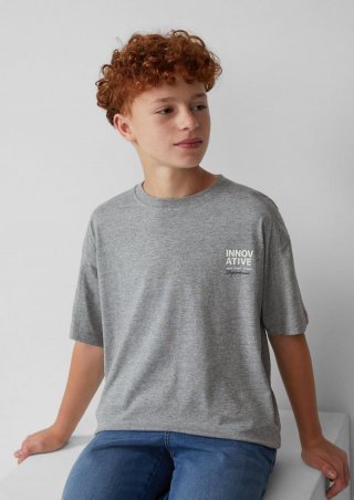 s.Oliver Jersey-T-Shirt im Oversize-Shape mit Teilungsnähten - grau meliert