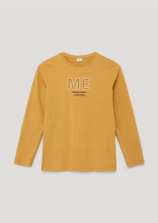 s.Oliver Longsleeve mit gummiertem Print - honiggelb