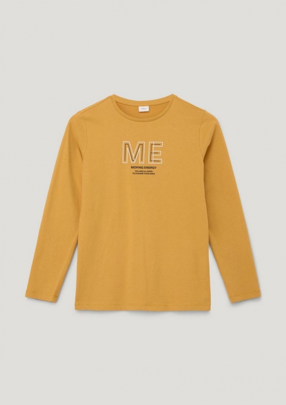 s.Oliver Longsleeve mit gummiertem Print - honiggelb