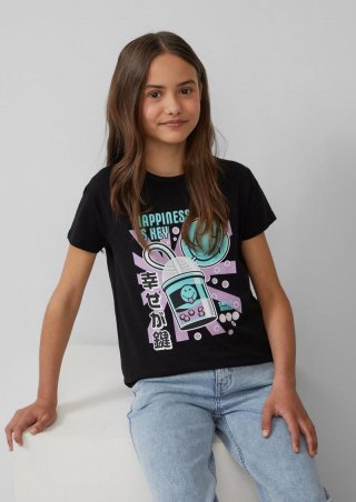 s.Oliver T-Shirt im Loose Fit mit Smiley®-Print - schwarz