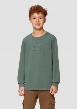 s.Oliver Langarmshirt mit gummiertem Frontprint - schiefergrau