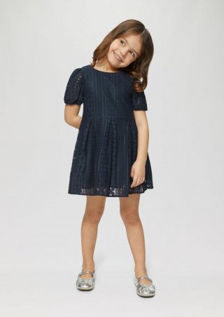 s.Oliver Kurzes Kleid aus Spitze mit elastischen Bündchen an den Ärmeln - navy