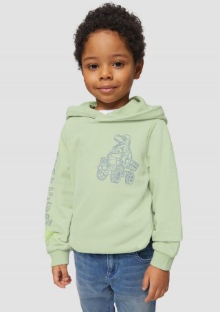 s.Oliver Kapuzen-Sweatshirt aus Baumwollmix mit Front- und Ärmelprint - salbeigrün