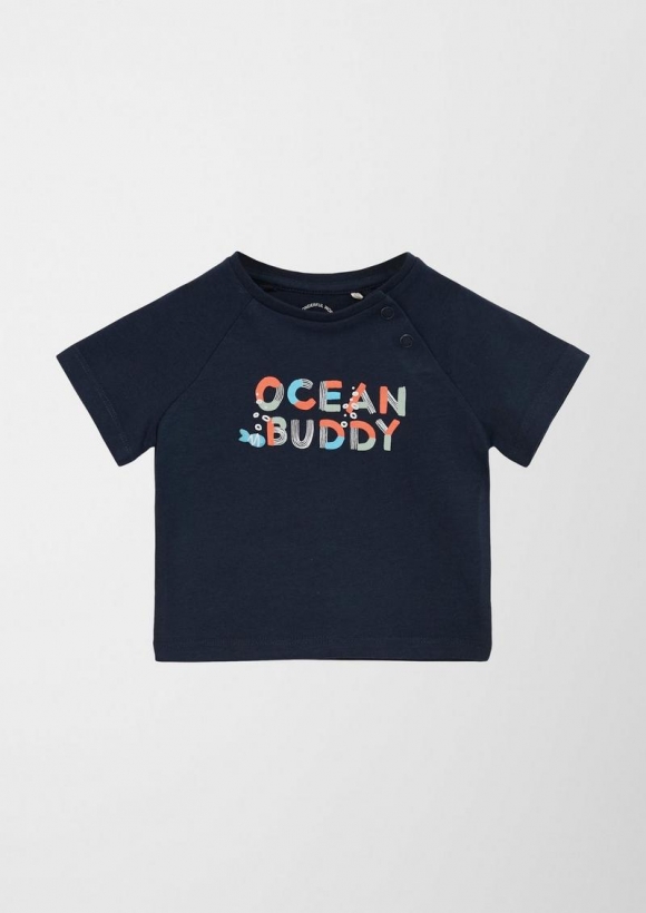 s.Oliver Baumwollshirt mit Schriftprint - navy