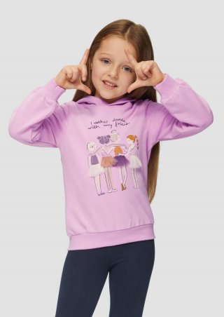 s.Oliver Kapuzensweater mit Print und Chiffon-Applikation - rosa