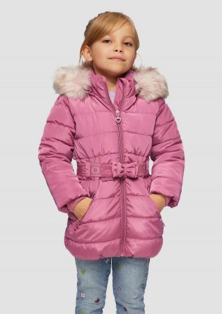 s.Oliver Steppmantel mit abnehmbarer Kapuze und Gürtel - pink